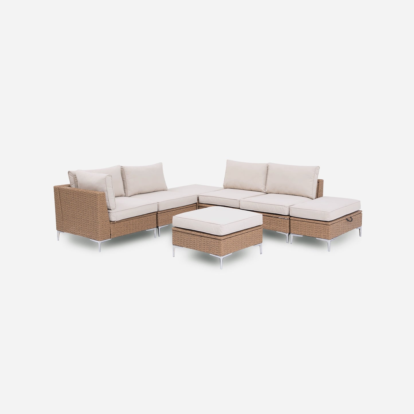 7 Pieces Patio Furniture Set with Hidden Storage Compartment